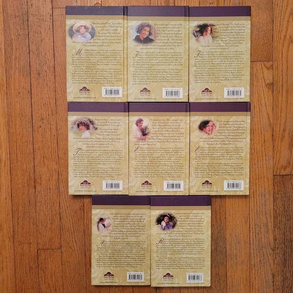 Elsie Dinsmore Hardcover 8 Book Lot Martha Finley Home School Teacher Gift